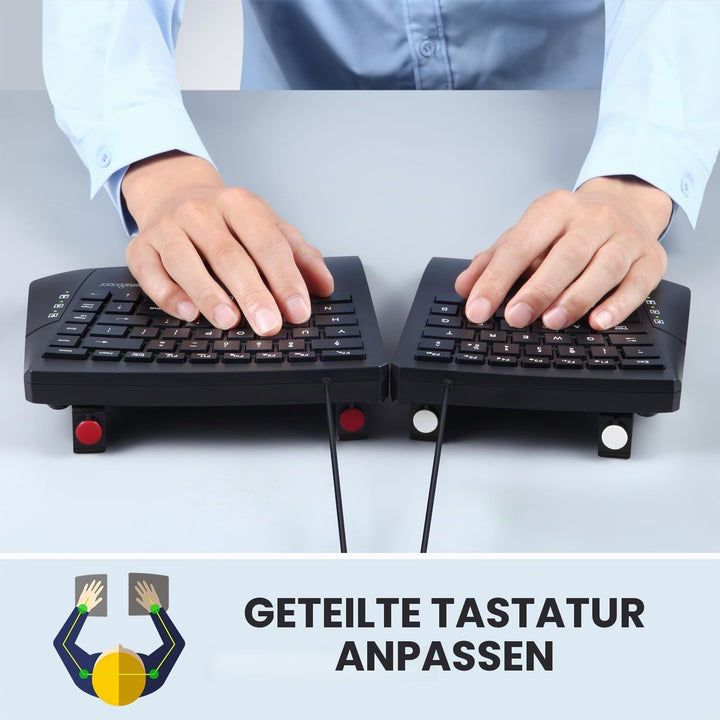 Perixx PERIBOARD-524B US, [Firmware aktualisiert] kabelgebundene ergonomische Split-Tastatur - Einst