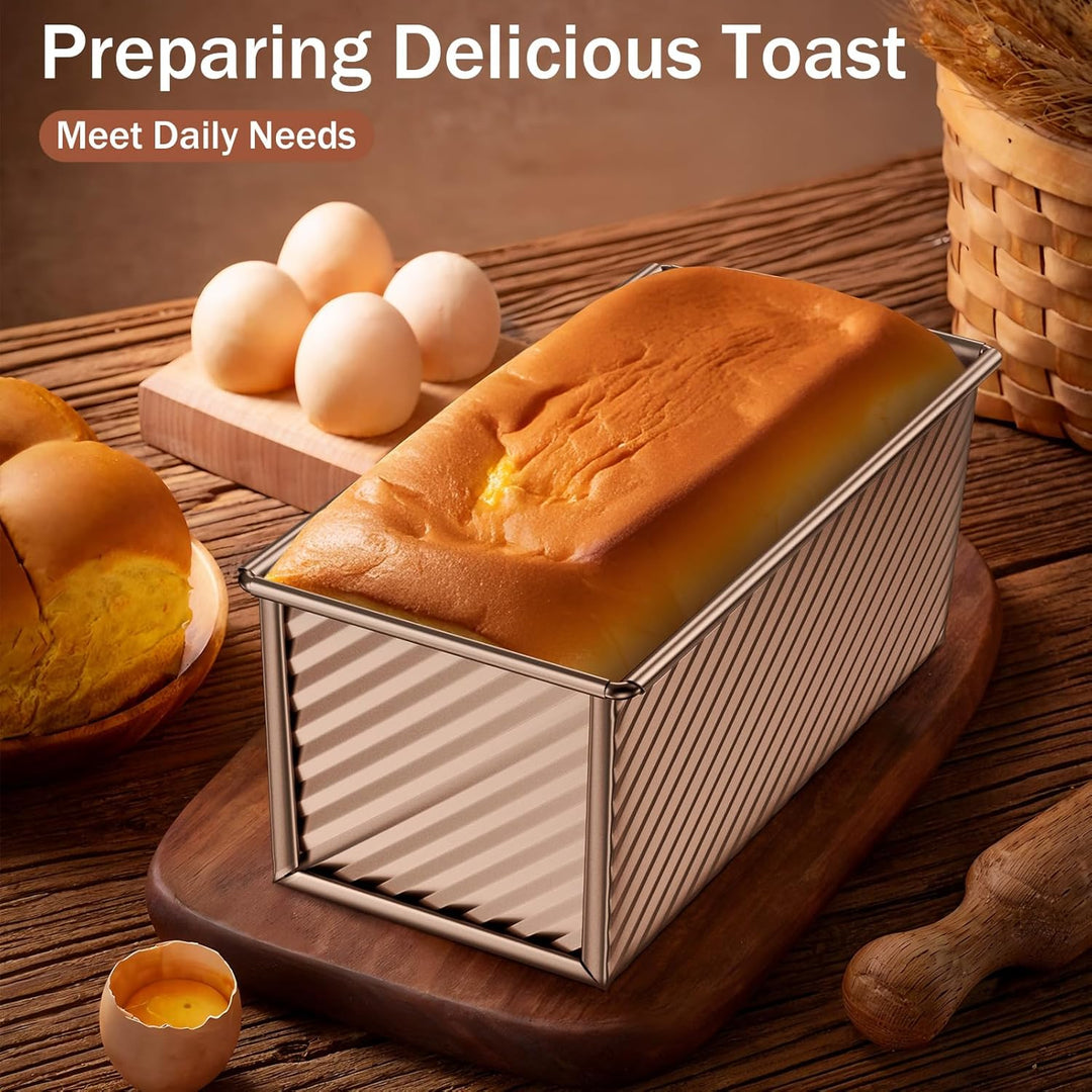 JSCORES Toast Brot Backform Set, 4PCS Antihaft Brot Toastform mit Deckel, Brotbackform für Toast Kuc