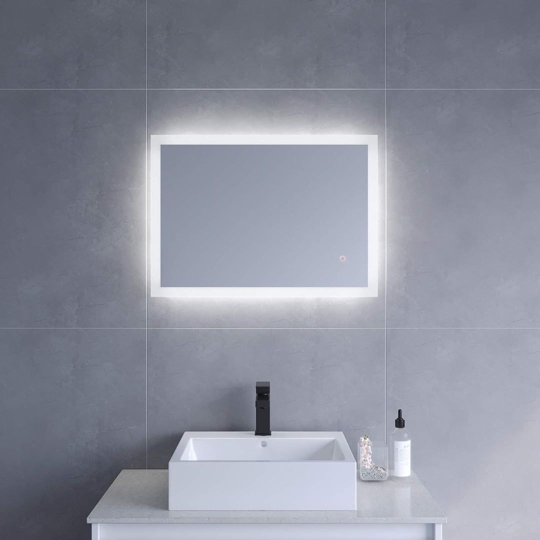 AQUABATOS Badspiegel mit LED Beleuchtung 70x50 cm Antibeschlag Beschlagfrei Dimmbar Touch Schalter K
