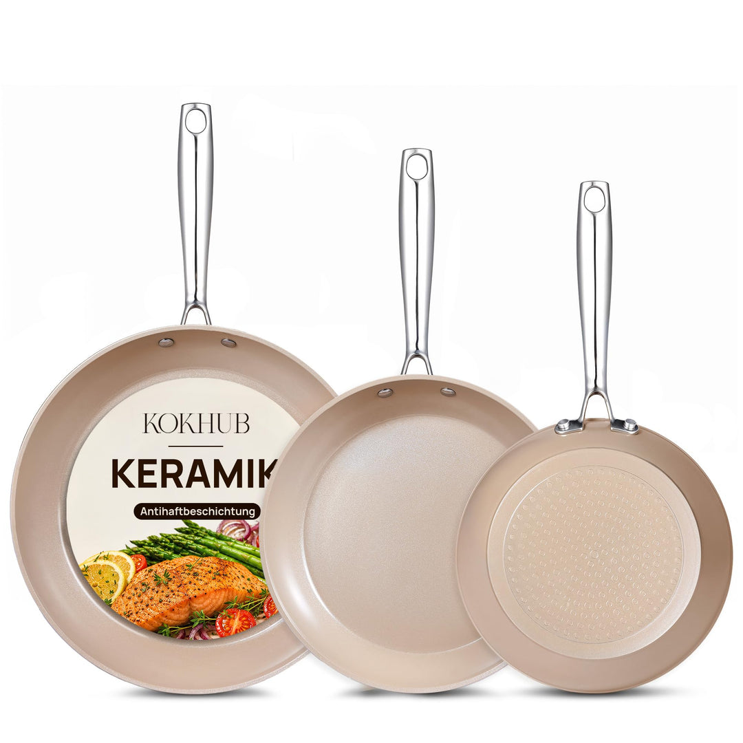 KOKHUB Pfannenset 3-teilig, Keramik Antihaft Bratpfannen 20/24/28 cm, PFAS-frei PFOA-frei Kochgeschi