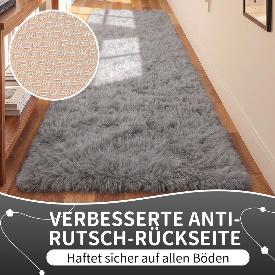 VOFUSHON Wohnzimmer Hochflor Teppich,Shaggy Flur Läufer Teppich Modern Flauschiger Weich Teppich Gro