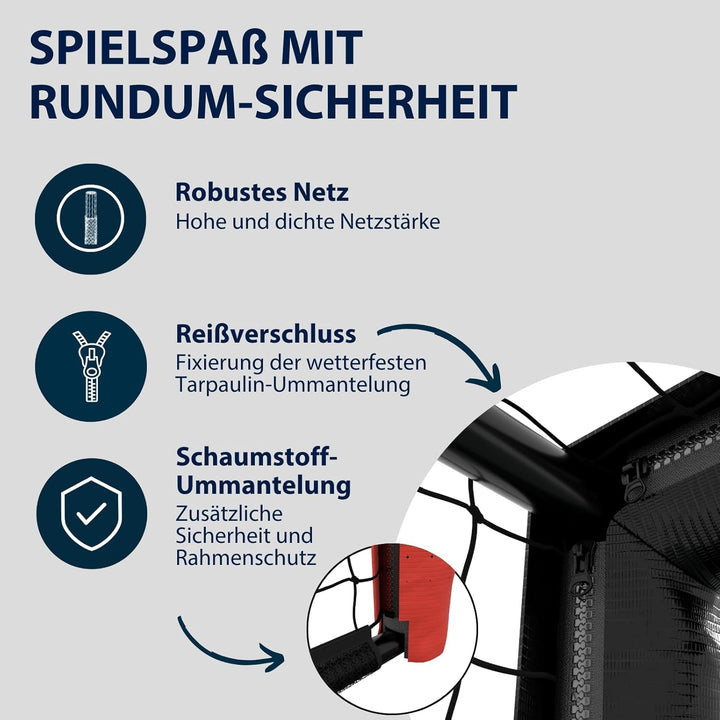 HUDORA Fussballtor Pro Tect Advanced – Outdoor Fussballtor mit Netz und wetterfester Ummantelung für