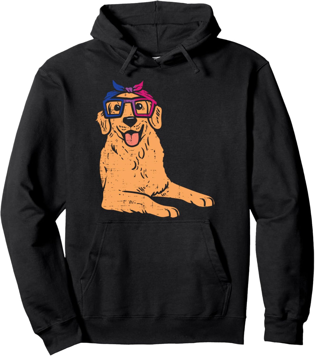 Golden Retriever Bandana LGBTQ Bisexual Flag Gay Pride Bi Pullover Hoodie