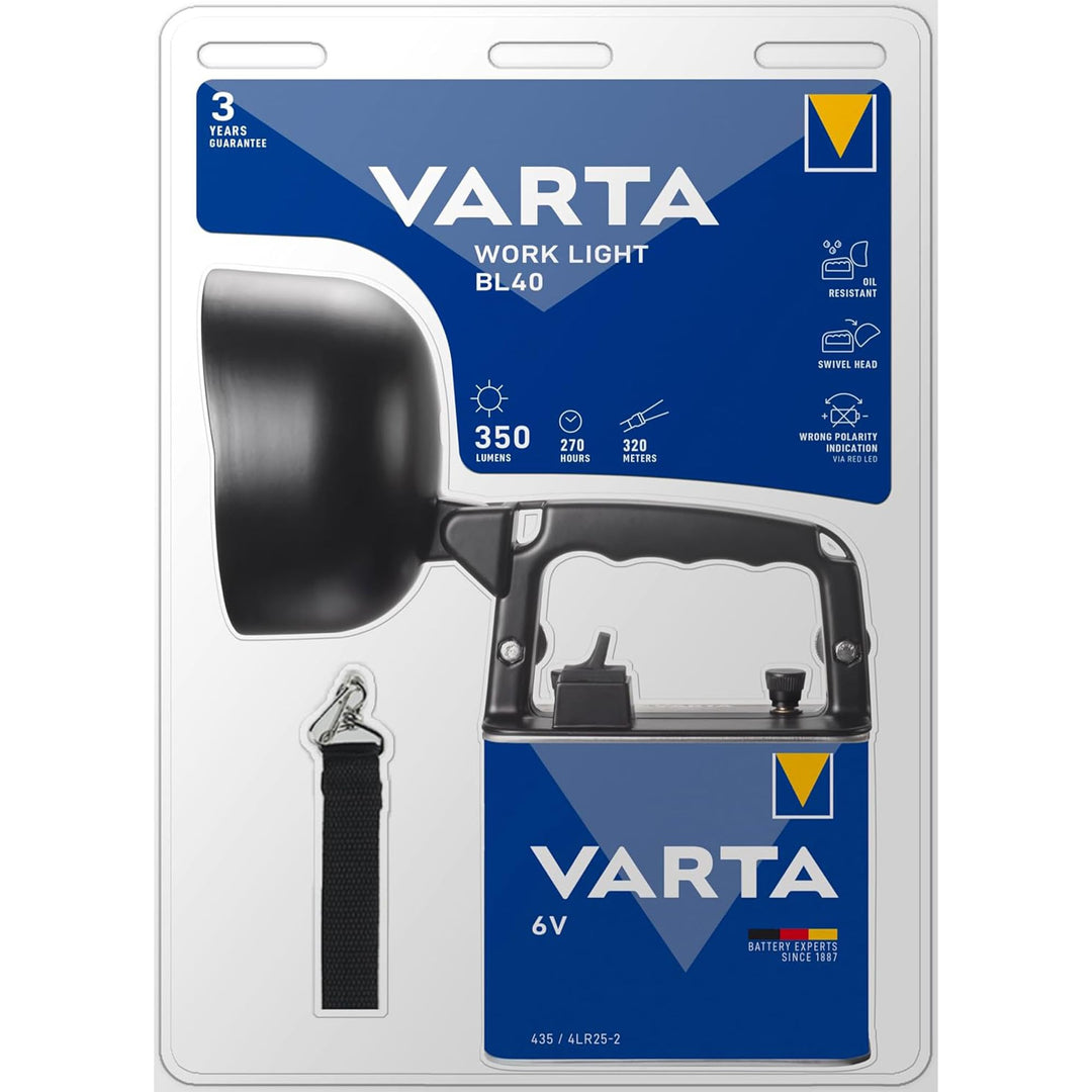 Varta 4 Watt LED Work Light (inkl. High Energy 6 Volt Batterie Arbeitsleuchte Taschenlampe Flashligh