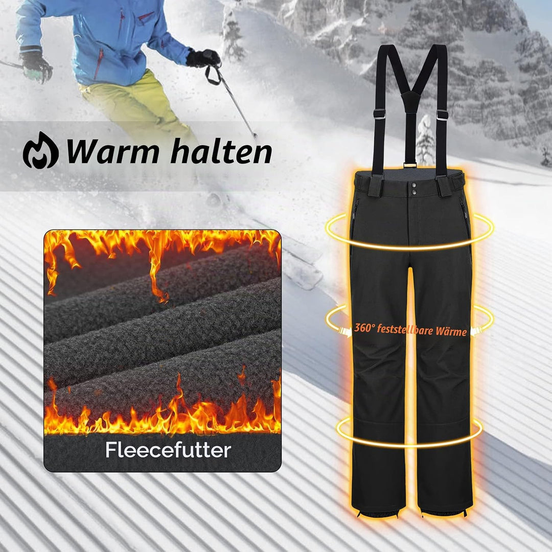 33,000ft Herren Skihose Hosenträgerhose Outdoorhose Wasserdicht Winddichte Softshellhose Warme Gefüt