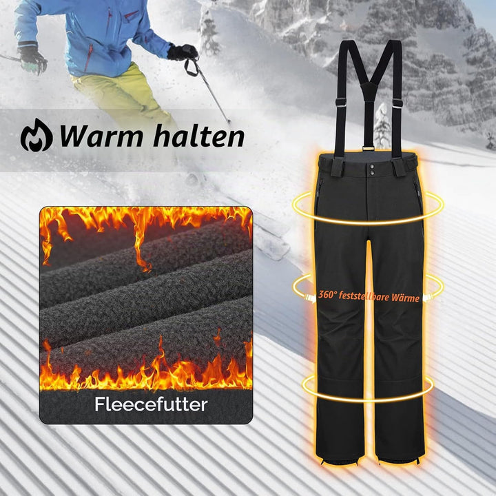 33,000ft Herren Skihose Hosenträgerhose Outdoorhose Wasserdicht Winddichte Softshellhose Warme Gefüt