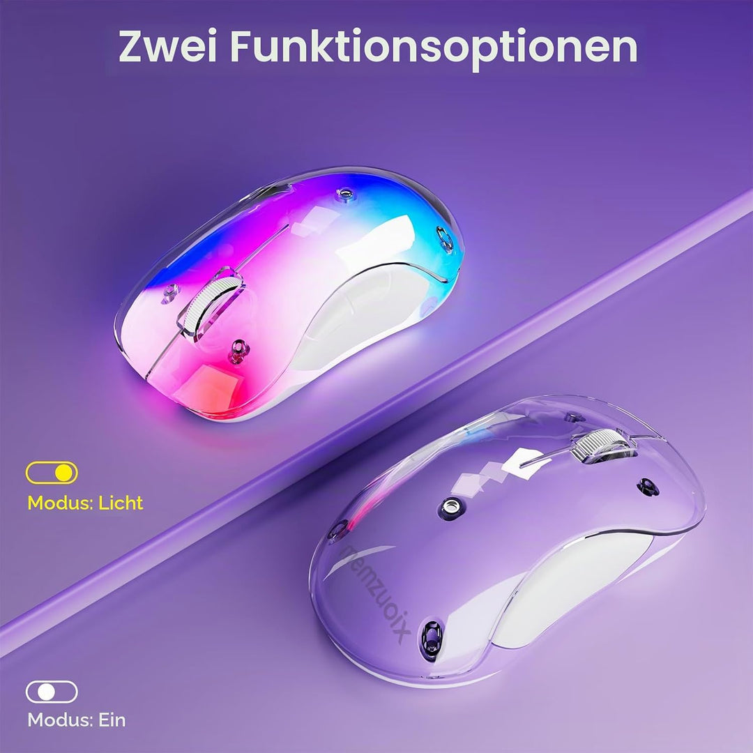memzuoix LED Kabellose Maus – Wiederaufladbare 2.4G Optische Maus mit Magnetischer Abdeckung, Sanfte