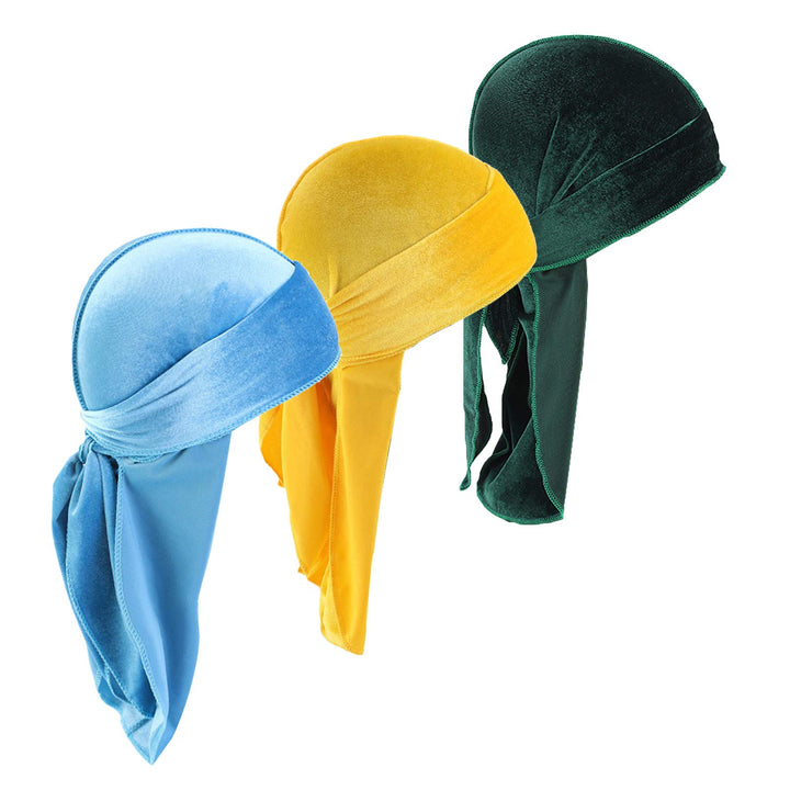 Durags Doo Rag Dew Rags für Herren, 360 Wellen, Samt, Durags, Kopfbedeckung, Totenkopfmütze, Kopfbed