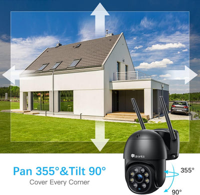 Ctronics PTZ Überwachungskamera Aussen WLAN, 1080P Kabellose WiFi IP Kamera Outdoor mit Automatische