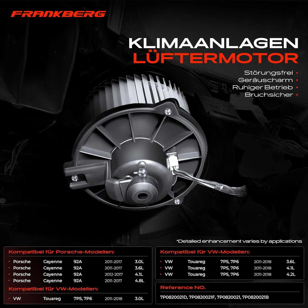 Frankberg Heizungsgebläse Gebläsemotor Kompatibel mit C.a.y.e.n.n.e 92A 3.0L-4.8L 2011-2017 T.o.u.a.