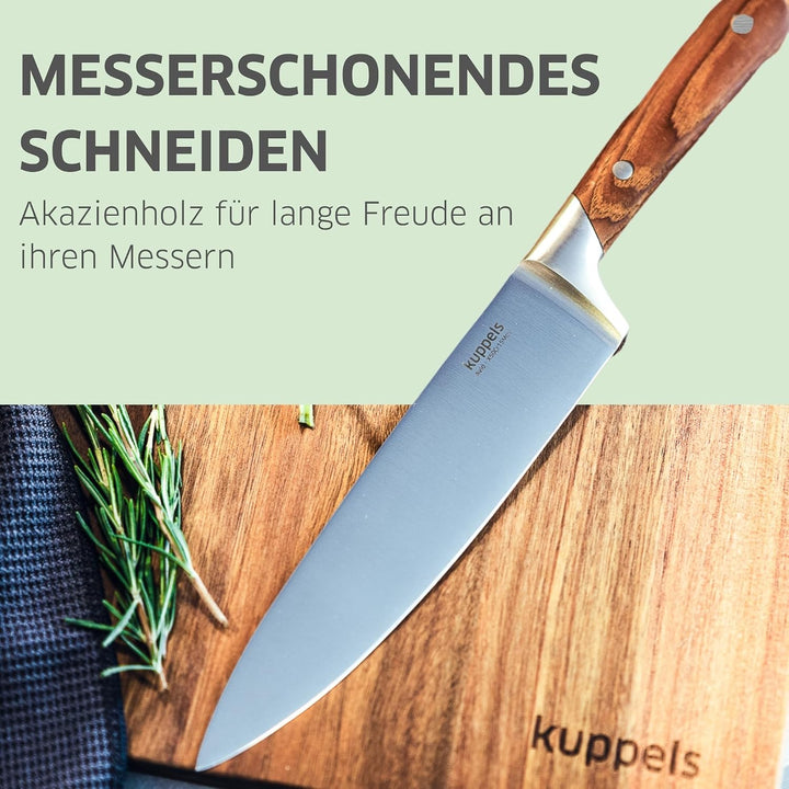 Kuppels NICE 2er Set Holz Schneidebrett mit Griff 35x18 cm, Akazienholz Servierbrett zum Schneiden u