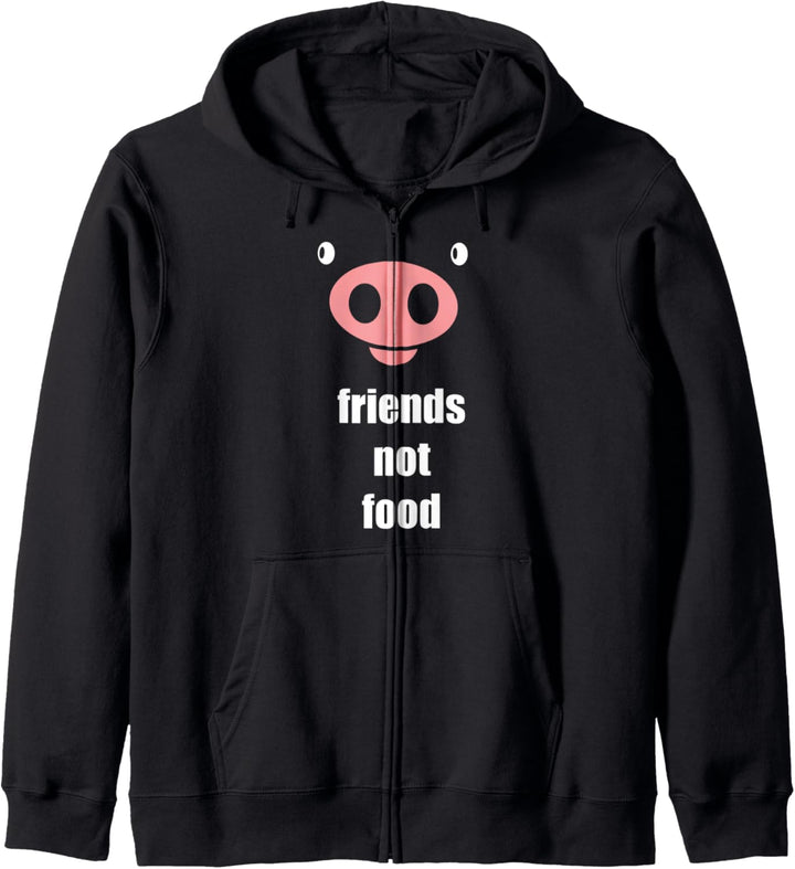 vegan friends not food - süsses Schweinchen T-Shirt Kapuzenjacke