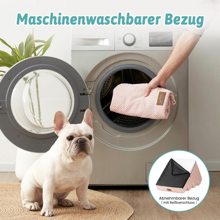 COZY KISS Hundetreppe für Kleine Hunde, 5 Stufen Breiter Haustiertreppe für Bett Couch Auto, 60cm Ho