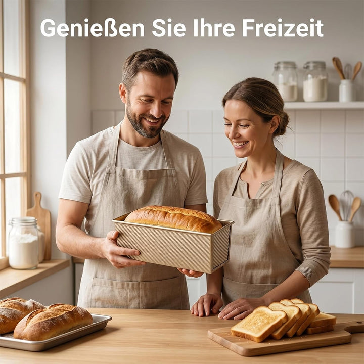 Brotbackform mit Deckel 2 Pack, Antihaft Toastbrot Backform mit Teigschneider, Pullman Kastenform au