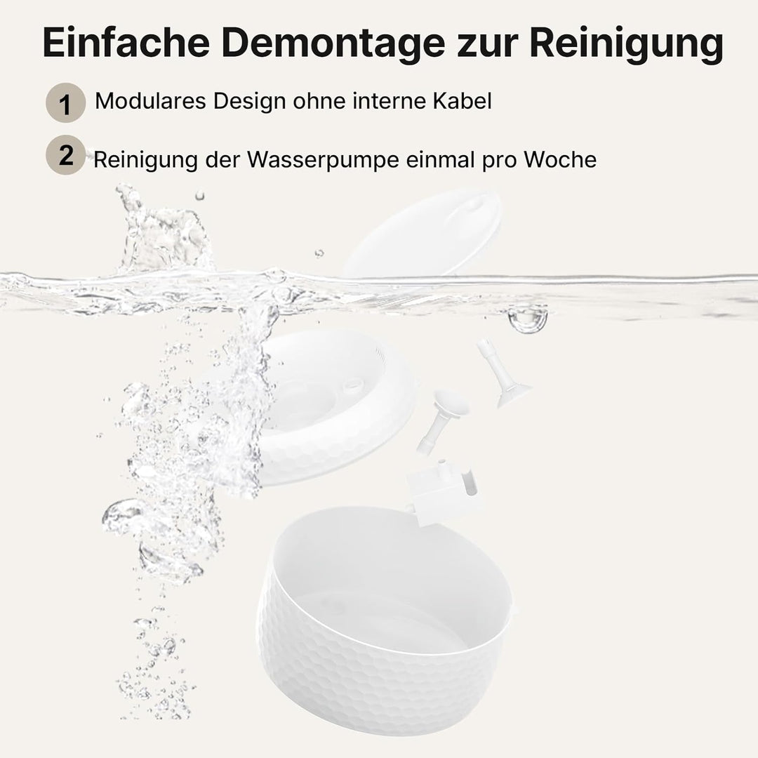 Trinkbrunnen für Katze - Red Dot Award 2025 Gewinner, 62oz/1,8L Auto Trinkbrunnen für Haustiere mit