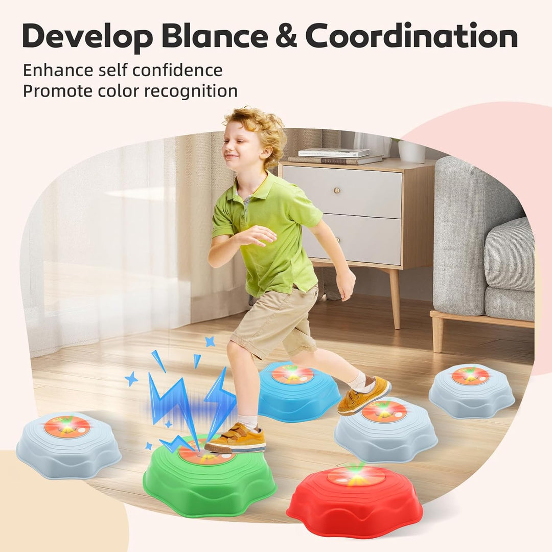 Balanciersteine für Kinder mit Licht und Musik 6er Rutschfest und Stapelstein Balance Steine Set Sen
