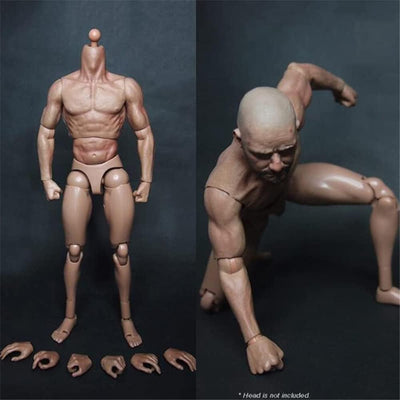 1/6 Männlicher Körper,12'' Flexibel Muskulatur Action Figur Puppen für 1:6 Massstab Kopf Skulptur, B