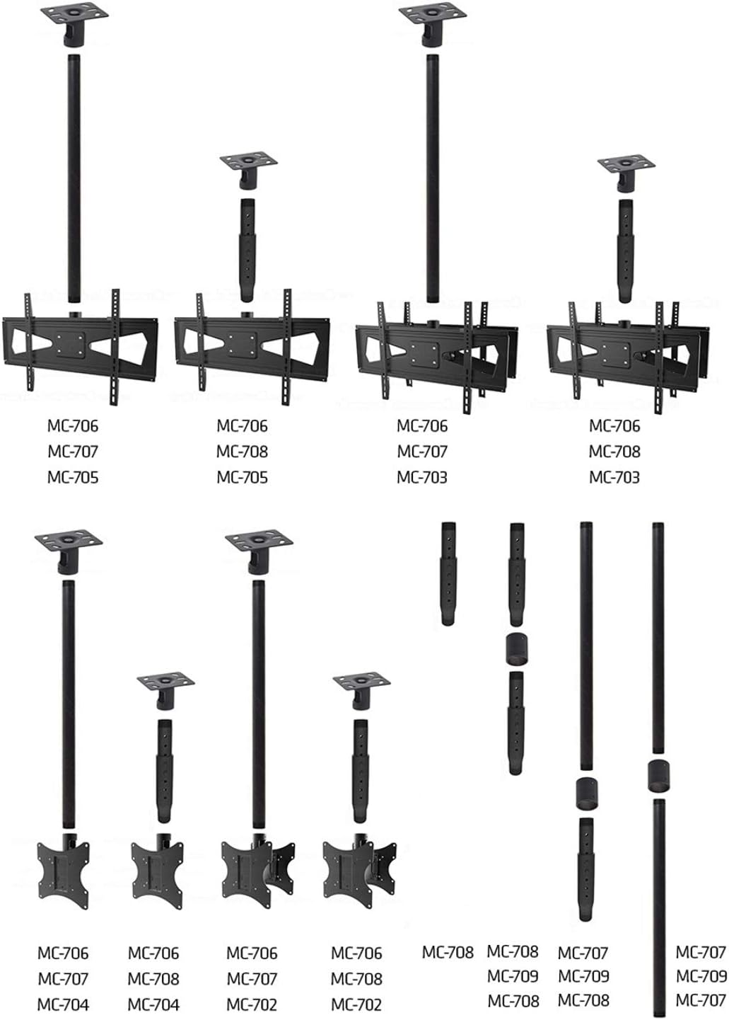 Maclean MC-706 Profi Market System Deckenmontageplatte Montageplatte für den Fernseher bis 50kg, MC-