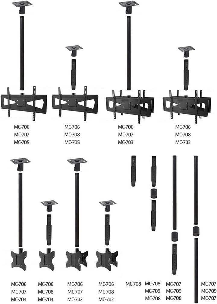 Maclean MC-706 Profi Market System Deckenmontageplatte Montageplatte für den Fernseher bis 50kg, MC-