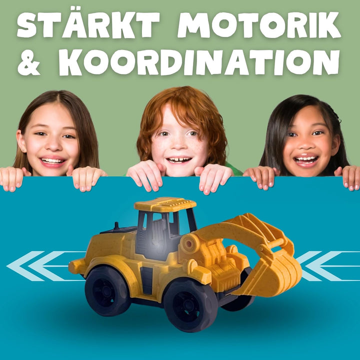 BIOPLAY® Bagger Spielzeug ab 2 Jahre | Bio Kunststoff | Bewegliche Baggerschaufel | Nachhaltiges Spi