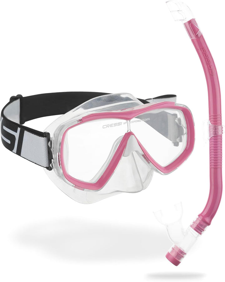 Cressi Estrella Jr - Maske zum Tauchen und Schnorcheln Transparent/Rosa Maske + Schnorchel, Transpar