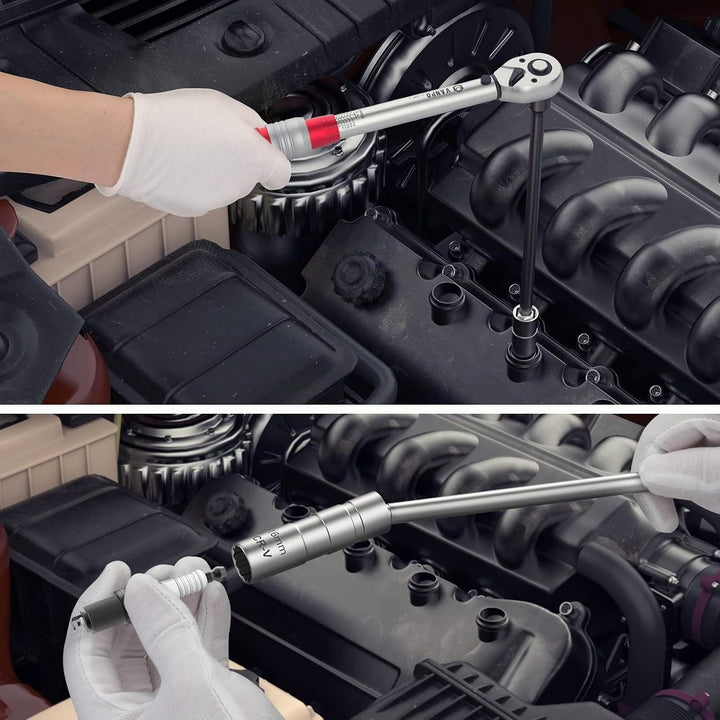 VANPO Drehmomentschlüssel 3/8 Zoll, 5-60Nm Drehmomentschlüssel Motorrad &amp; Auto Set, ± 3% Fehlergenau