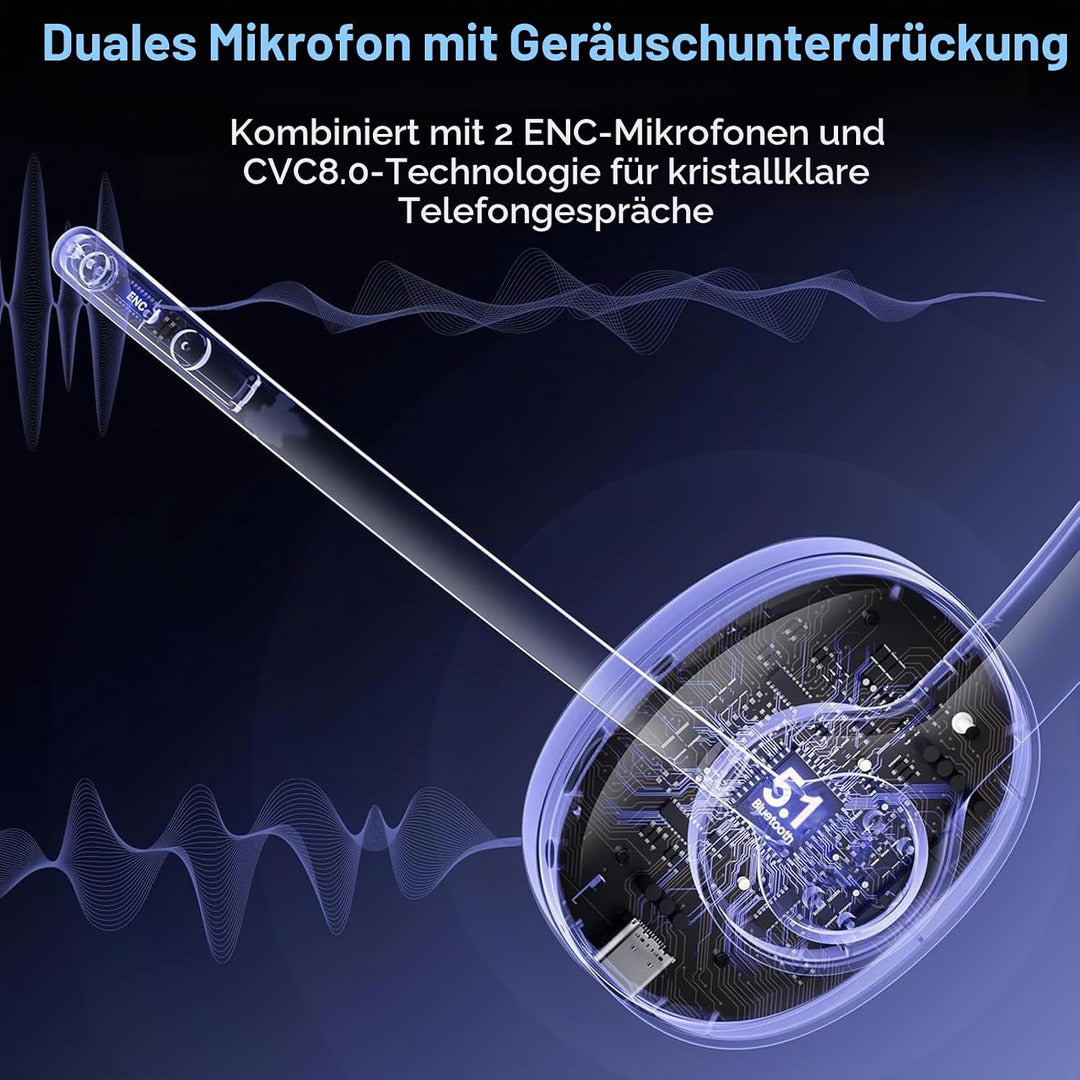 Bluetooth Headset Mit CVC8.0 Und ENC Dual Mikrofon Noise Cancelling, Wireless PC Mit Mikrofon, 30+ S