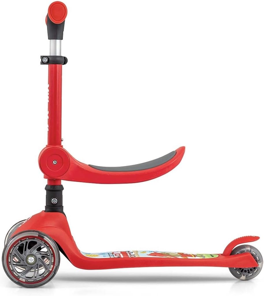Milly Mally Scooter Fuzzy - Dreirädriger Balance-Roller mit Sitz, LED-Leuchträder, Höhenverstellbare