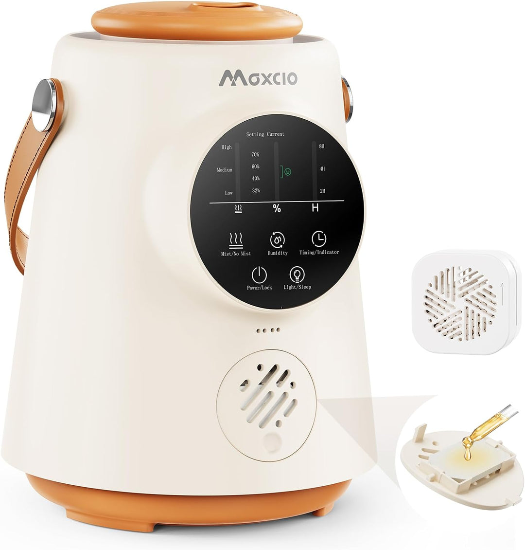 Maxcio 2,5L Luftbefeuchter Kinderzimmer, Cool Mist Humidifier mit 360°Drehbare Düse und Tragegriff,