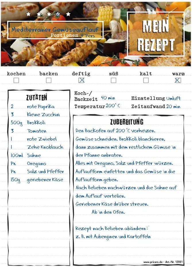 PRICARO Rezeptordner mit Rezeptblock "BBQ", A5