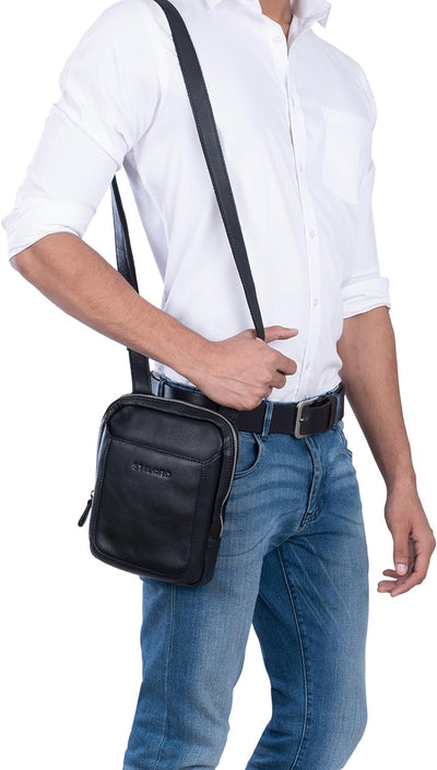 STILORD 'Costa' kleine Herrentasche Leder Umhängetasche Vintage Schultertasche Männer 8,4 Zoll Table