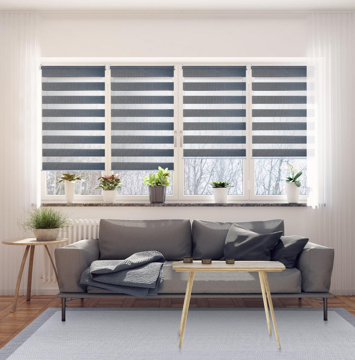 STORESDECO Doppelrollo Klemmfix ohne Bohren. Klemmrollo Einfache Montage, Zebra Rollo lichtdurchläss