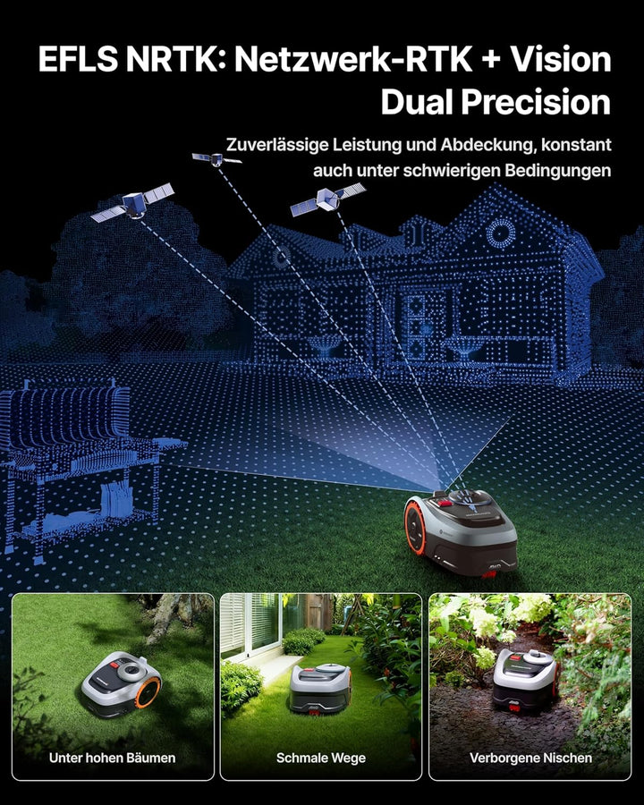Navimow i205 AWD Mähroboter ohne Begrenzungskabel, Allradantrieb für Steigungen bis zu 45%, EFLS NRT