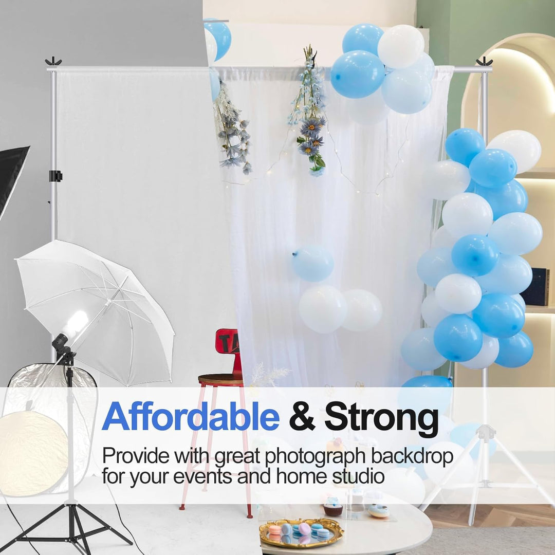 EMART Foto Hintergrund Ständer Silber, 2x3m Verstellbarer Hintergrundsystem mit 8 Hintergrundklemmen