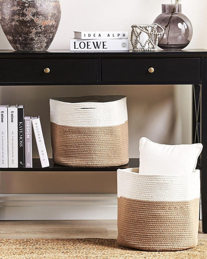 Aufbewahrungskörbe Baumwolle beige/natürlich/weiss 34 cm Boho 2er Set Ardesen