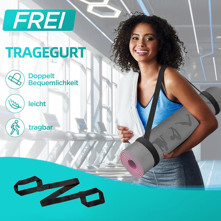 OUTDOUSE Yoga Matte, TPE 6mm Dicke Hautfreundliche Yogamatte Rutschfest Gymnastikmatte Pilates Gymna