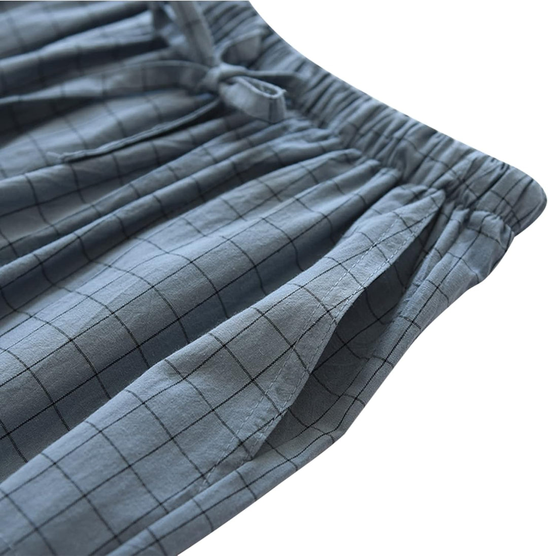 STMAHER 3er Pack Herren Baumwolle Pyjamahose Schlafanzughose Lang Pyjamahose Herren Karierte Nachtwä