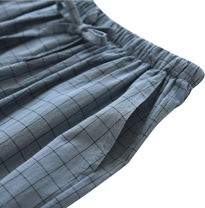STMAHER 3er Pack Herren Baumwolle Pyjamahose Schlafanzughose Lang Pyjamahose Herren Karierte Nachtwä