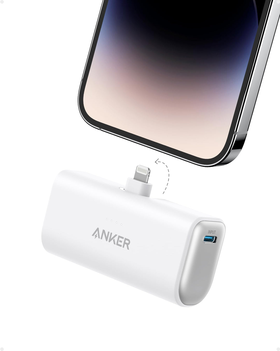 Anker 621 Powerbank mit integriertem Lightning-Stecker, 5.000 mAh MFi-zertifizierter 12W externer Ha