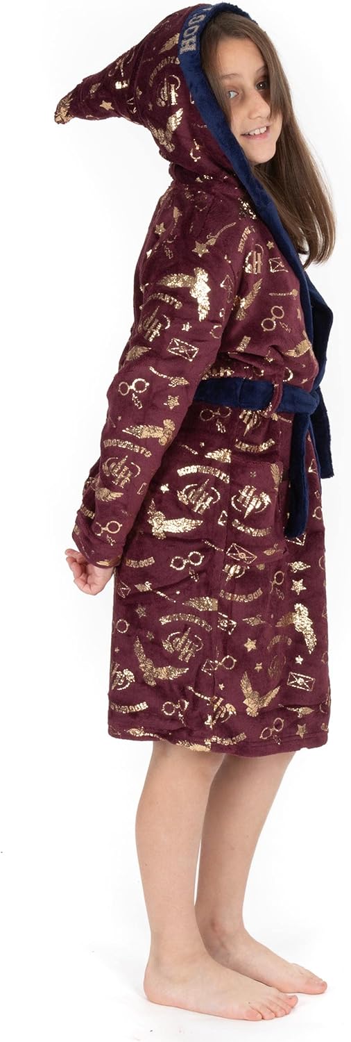 Harry Potter-Bademantel für Mädchen | Kinder Zwei Optionen Rot Hogwarts ODER Blau Hedwig Pyjama-Robe