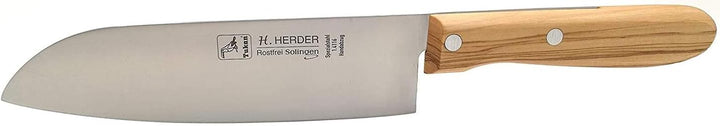 Solingen Santoku Kochmesser H. Herder 29cm Olive extra scharfer Solinger Handabzug rostfrei Santokum