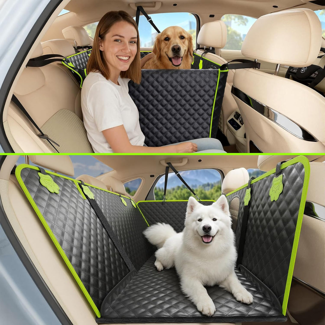 pecute 2-in-1 Hundedecke Auto Rückbank, Extra Stabiler Hunde Autositz, Hunde Autositz Rückbank Verbr