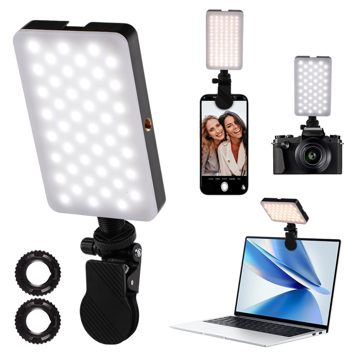 M140 LED Selfie Licht mit 2000mAh Akku, 6500K Profi Video Licht für Handy/Tablet/Kamera, Rotierbares