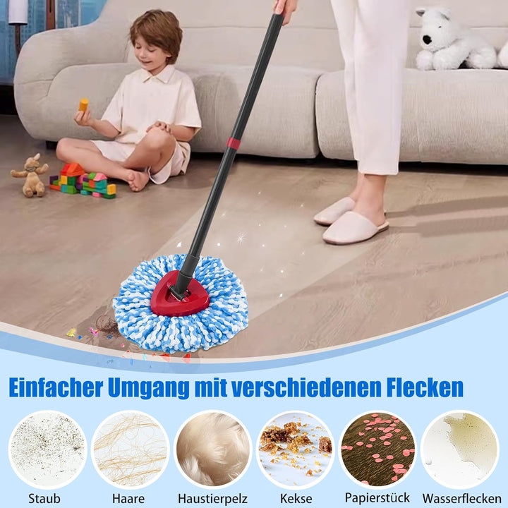 6 Stück Wischmopp Ersatzkopf für Vileda H2PrO, Mikrofaser Spin Mop Nachfüllungen, Maschinenwaschbar