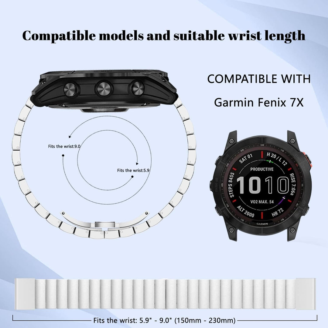 LanQii 26mm QuickFit Armband Kompatibel mit Garmin Fenix 7X Pro Solar/Fenix 7X/6X/Fenix 6X Pro, Edel