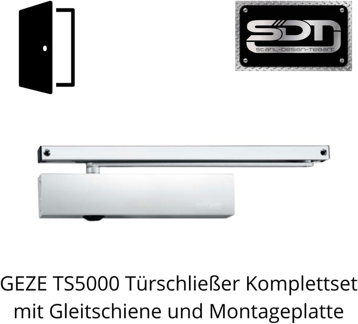 Geze GEZE Türschliesser TS 5000 Komplettset mit Gleitschiene und Montageplatte Grösse EN2-6 mit Öffn