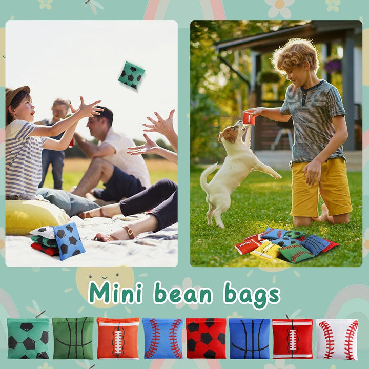 32 Stück Cornhole Säckchen, 6 x 6 cm Bean Bags Wurfspiel, Nylon Sitzsäcke Werfen für Cornhole Spiel,