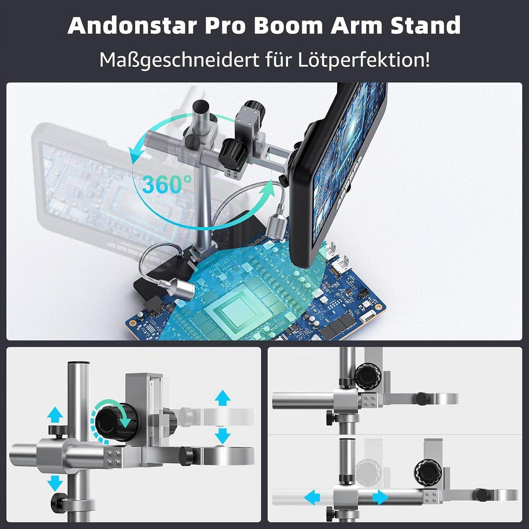 Andonstar 4K 60FPS 10,1 Zoll HDMI Digitalmikroskop zum Löten, 64MP 3840P UHD Video Audio Aufnahme, A