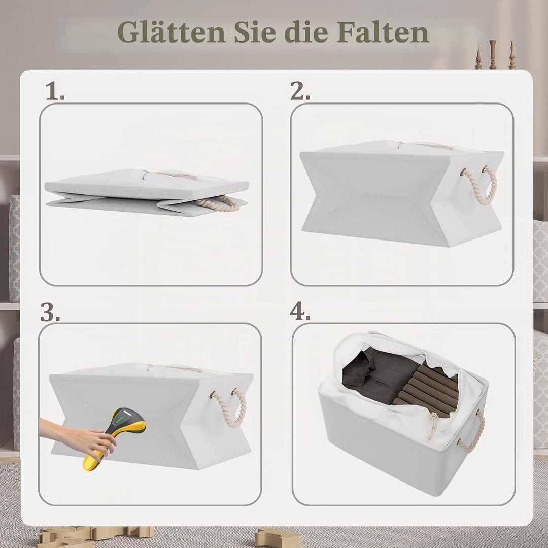 OUTBROS Aufbewahrungskörbe, 33 x 23 x 20 cm Faltbare Stoffboxen mit Kordelzug und Griff,Aufbewahrung