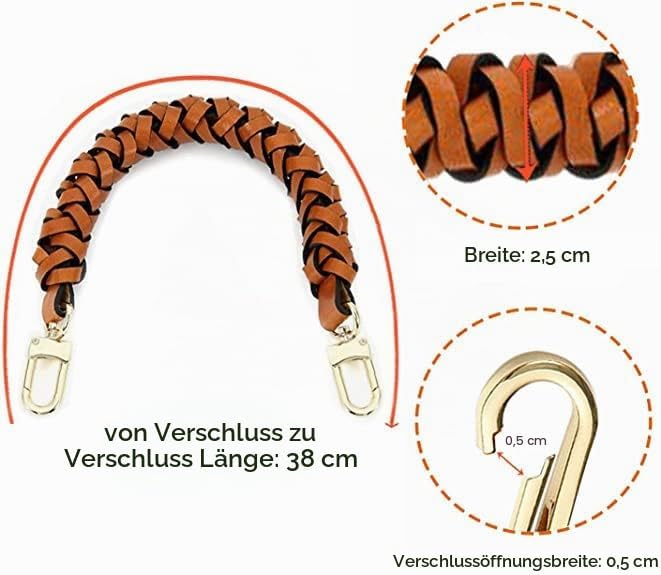 Senral Geflochtener Echtleder-Griff 38cm,Taschenhenkel für Beaubourg Hobo Top Handle Neonoe Strap Ne